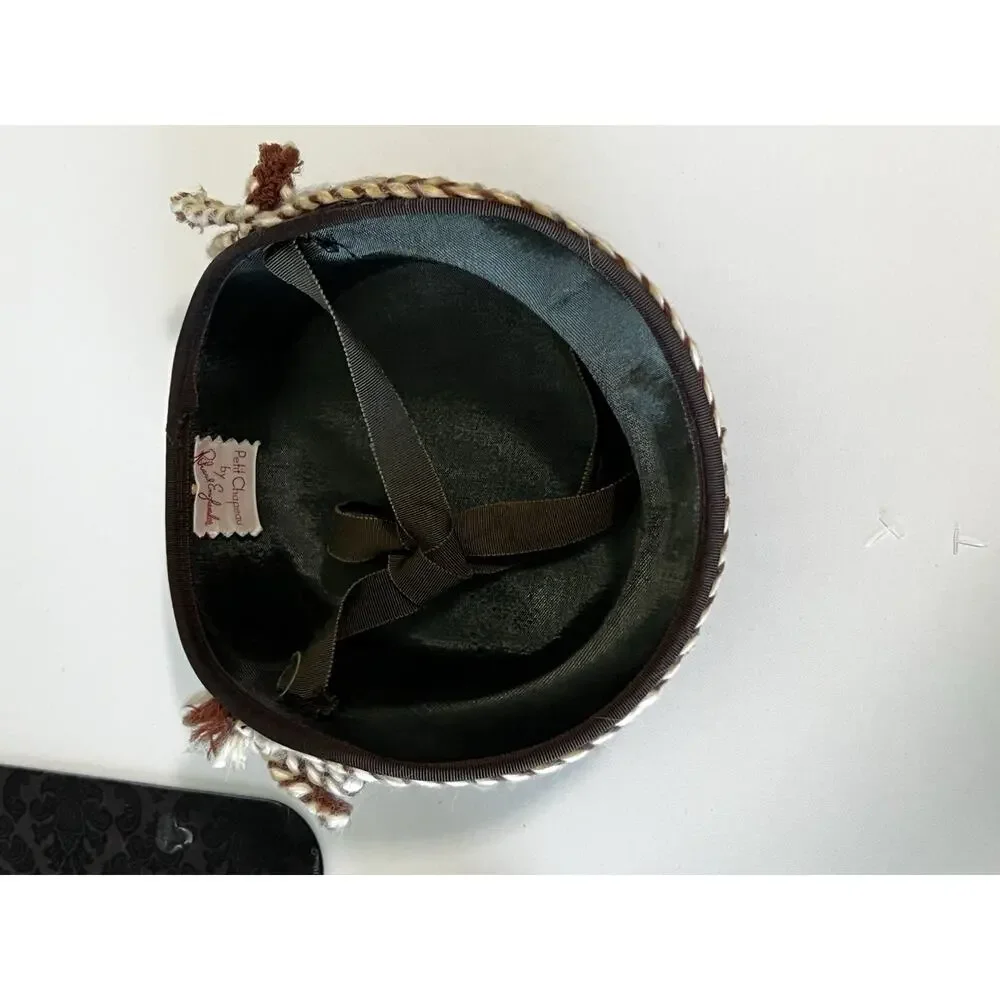 Vintage 40s 50s Girls Hat Petit Chapeau by Richard Englander Brown Felt Bonnet